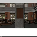Hot Pot Restaurant Interior With Wooden Decor Dining Tables Chairs And Menu Board