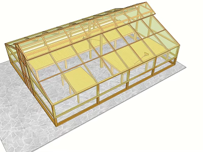 Villa Balcony Design With Transparent Glass Golden Frame And Gray Stone Flooring 3d model