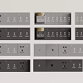 Modern Switch Panel Collection With Various Configurations And Socket Combinations For Home 3d model