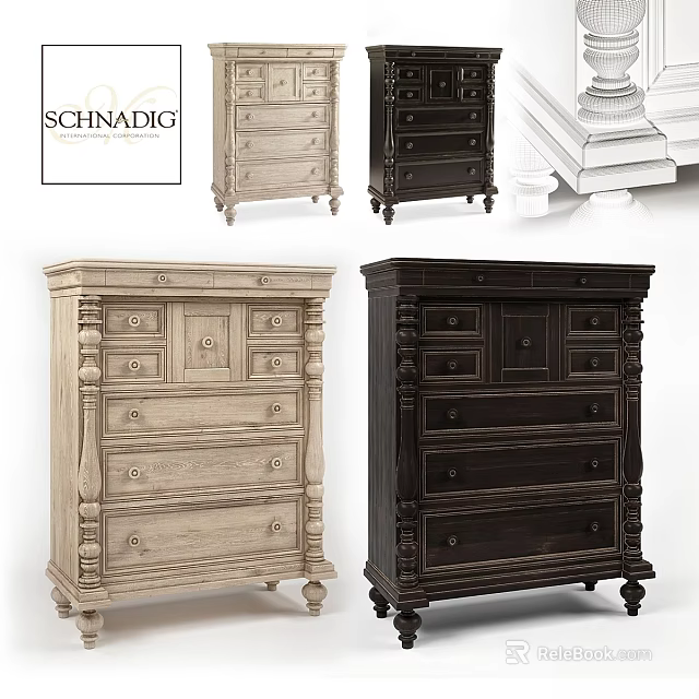 Classic Style Dressers With Multiple Drawers And Two Color Options 3d model 