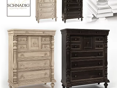 Classic Style Dressers With Multiple Drawers And Two Color Options 3d model