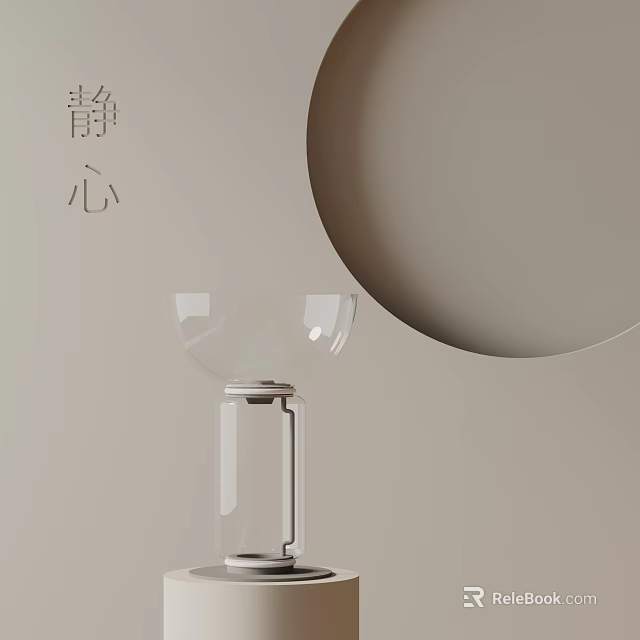 Modern Minimalist Transparent Glass Table Lamp With Circular Accent For Serene Bedroom Decor 3d model 