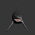 Gray Shark 3D Model with Open Mouth and Sharp Teeth on Dark Gradient Background 3d model