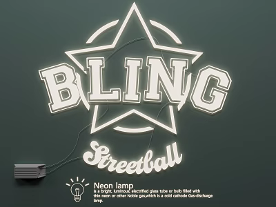 Neon Lamp Combination For Bling Streetball With Star Design And Bright Lighting 3d model
