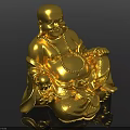Golden Laughing Buddha Sculpture With Intricate Carving And Seated Posture