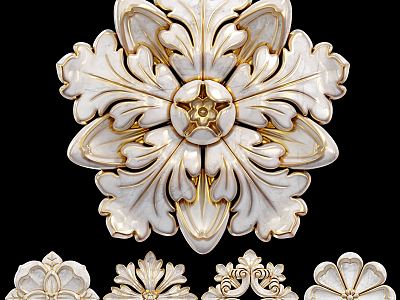 Jane European carved wall decoration plaster carving 3d model