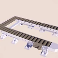 Industrial Roller Conveyor System With Metal Frame Rollers And Support Legs 3d model
