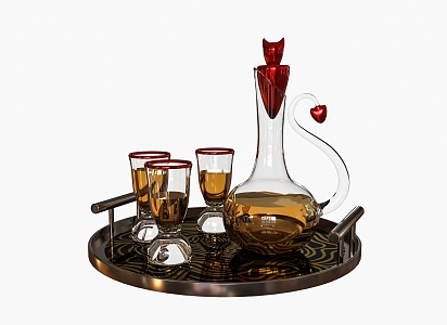 Devil Wine Bottle Wine Glass 3d model