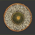 Small Green Round Cactus Plant in Orange Plate with White Pebbles