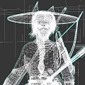 Woman Wearing Black Hat With Gold Mask Tattoos Black Red Outfit Carrying Quiver Arrows