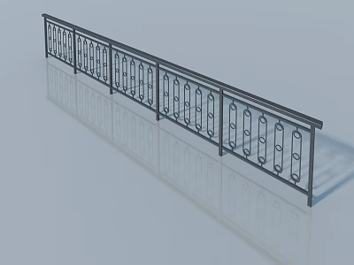 Black Metal Railings With Geometric Pattern Design And Smooth Reflective Surface 3d model