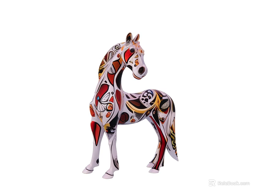 Decorative Horse Sculpture With Colorful Intricate Patterns And Artistic Design 3d model 