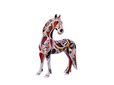 Decorative Horse Sculpture With Colorful Intricate Patterns And Artistic Design 3d model