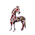 Decorative Horse Sculpture With Colorful Intricate Patterns And Artistic Design