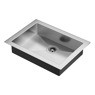Stainless Steel Single Bowl Square Kitchen Sink With Central Drain And Sleek Design 3d model
