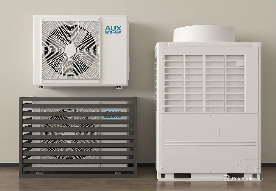 AUX Air Conditioner Fan Units With Indoor And Outdoor Design Features 3d model 