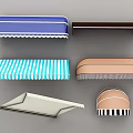 Various Awnings with Blue Brown Striped and Solid Patterns for Outdoor Spaces