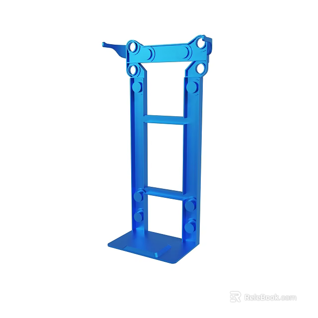 Blue Metal Bracket Structure With Multiple Holes And Stable Base Design 3d model 