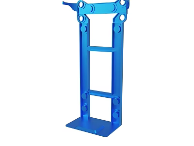 Blue Metal Bracket Structure With Multiple Holes And Stable Base Design 3d model