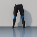 Nike Pro Hyperwarm Leggings Black with Blue Panels and White Logo on Gray Background