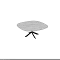 Modern Oval Side Table With White Marble Top And Black Metal Base 3d model