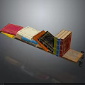 Stylish Bookshelf Displaying Colorful Books With Red White Blue Black And Yellow Covers