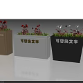 Stylish Garden Planters In Brown White Black With Red White Flowers And Replaceable Text