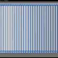 White Vertical Blinds Neatly Arranged in Indoor Space with Wooden Floor