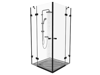 Modern Glass Enclosed Shower Sauna with Transparent Design and Steam Function 3d model