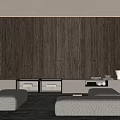 Modern TV Stand Design Against Dark Wooden Wall With LED Lighting And Storage