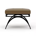 Modern Stool with Beige Padded Seat and Black Metal Curved Legs Design