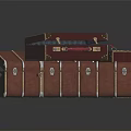 Brown Leather Suitcases In Various Sizes With Metal Locks And Decorative Edges