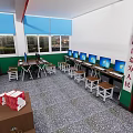 Cultural Center Interior With Exhibition Area Handicrafts Books And Display Shelves