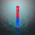 Decorative Ornament Set With Red Blue Column North South Poles And Blue Magnetic Lines