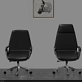 Modern Gray Leather Office Chairs with Adjustable Metal Base and Rolling Wheels 3d model