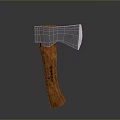 Schrade Axe Weapon with Wooden Handle and Sharp Metal Blade Design 3d model