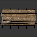 Tree Logs Stacked on Black Metal Rack for Home Decoration