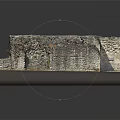 Ancient Stone Building Model With Arch Doorway Iron Grille Gate And Moss Covered Walls
