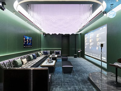 Luxury KTV Interior Design With Comfortable Sofa Large Screen And Modern Lighting 3d model