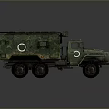 Green Camouflage Military Tank With Six Wheels And White Circle Marks Design
