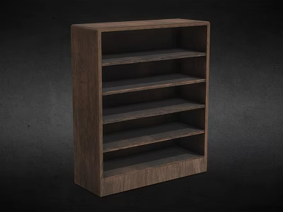 Wooden Open Cabinet With Multiple Shelves For Modern Storage Solutions 3d model