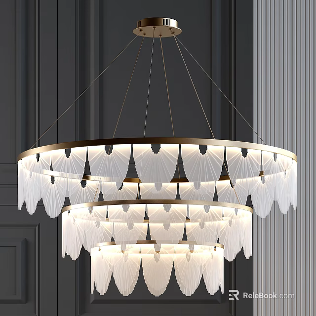 Elegant Modern Crystal Chandelier With Double Tier Round Design And Brass Frame 3d model 