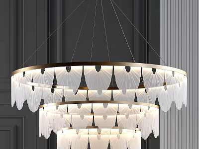 Elegant Modern Crystal Chandelier With Double Tier Round Design And Brass Frame 3d model