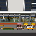 Modern Commercial Landscape Featuring High Rise Buildings Shops Store Signs Street Entrance Greenery And Community