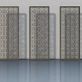 Three Modern Swing Doors With Intricate Geometric Laser Cut Patterns And Decorative Panels 3d model