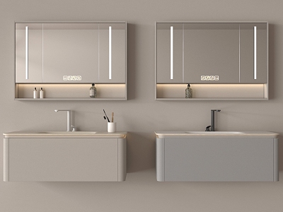 Modern Bathroom Cabinet Hanging Washstand Faucet Mirror Bath Products 3d model