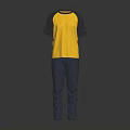 Trendy Yellow Black Short Sleeve T Shirt With Dark Gray Cargo Pants Outfit
