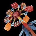 Colorful Ferris Wheel Model Garden Ornament With Blue Stand And Decorative Cabins