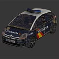 Policia Patrol Car With Blue Emergency Lights Citroen Logo And Colored Stripes