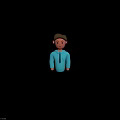 Smiling Cartoon Character With Brown Short Hair Blue Shirt Gray Tie And Pocket